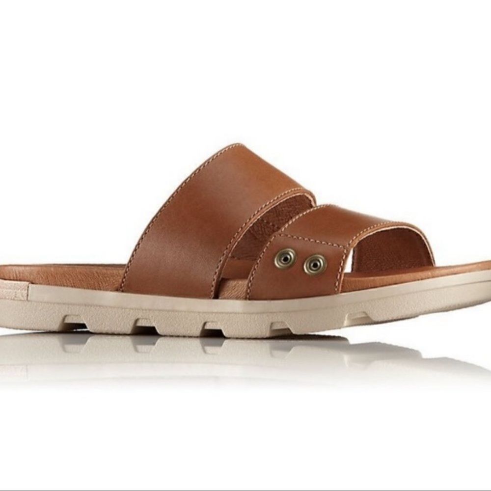 Sorel Torpeda Slide II Flat Slip On Slide Sandals Leather Size 6